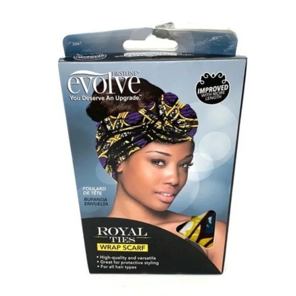 NWT Firstline Evolve Royal Ties Wrap Head Scarf Yellow and Blue Patterned - Picture 5 of 12